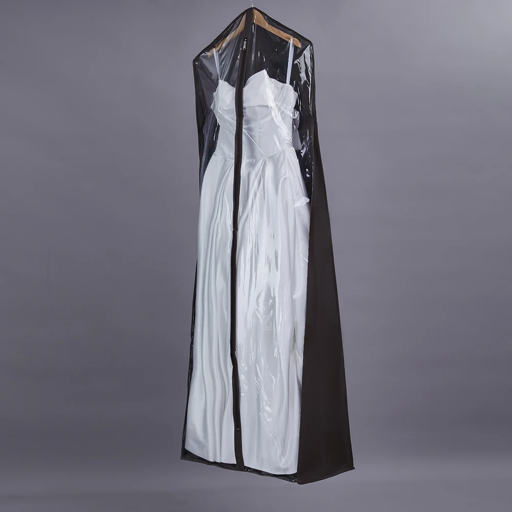 

71" Used for Bridal Wedding Party Dress Protection New Arrival Visible High Quality Clothing Dust Cover Bag Coffee Black