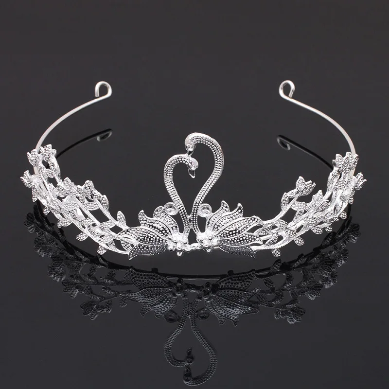 5pcs Adjustable Women Bridal Swans Lovers Tiaras Crown Headpiece Metal DIY Wedding Party Head Hair Styling Jewelry Accessories