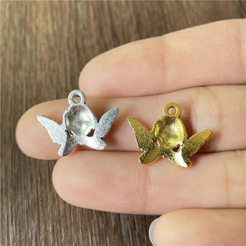 15*20mm New Charm Cute Mini Angel Pendant DIY Bracelet Necklace Jewelry Craft Connector Making Amulet Accessories Wholesale