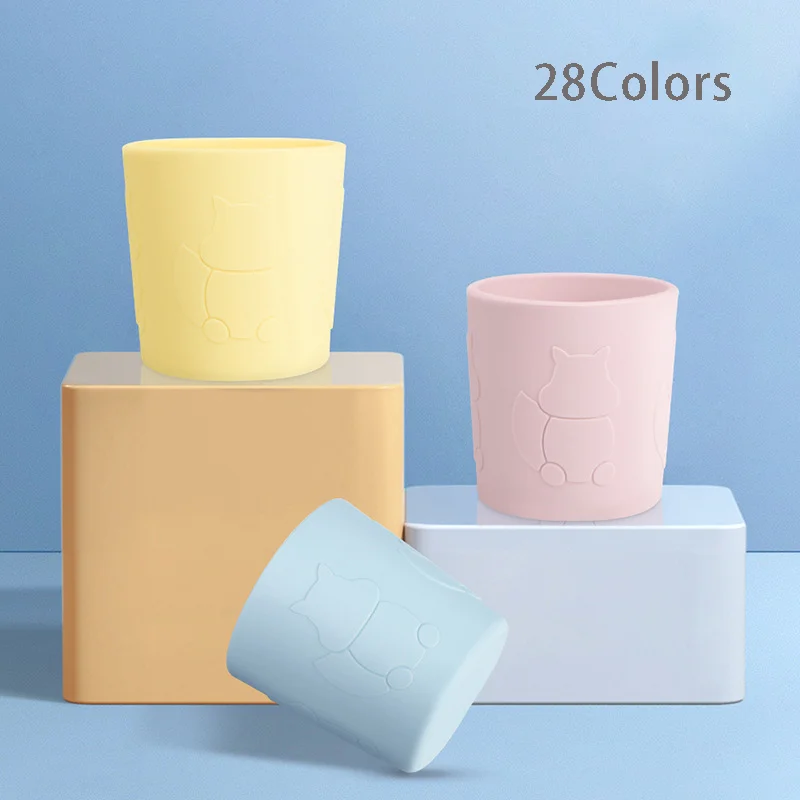 28Colors New Silicone Baby Cup Portable Food Grade Anti Scalding Silicone Water Cup Learn To Drink Cup For Childr