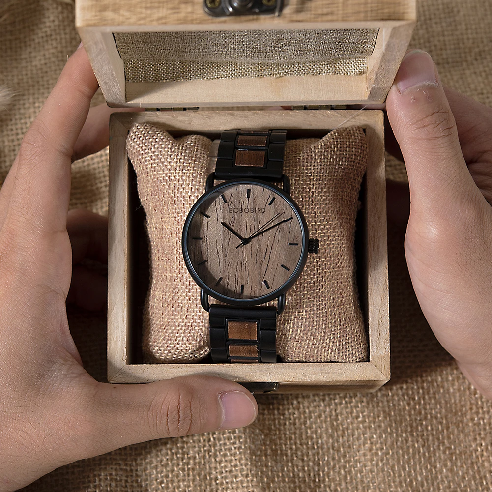 BOBO BIRD Watch Men Zebra Wood Luxury Brand montre homme Quartz Wristwatches Male Clock Simple Ultra-thin Watches for Man