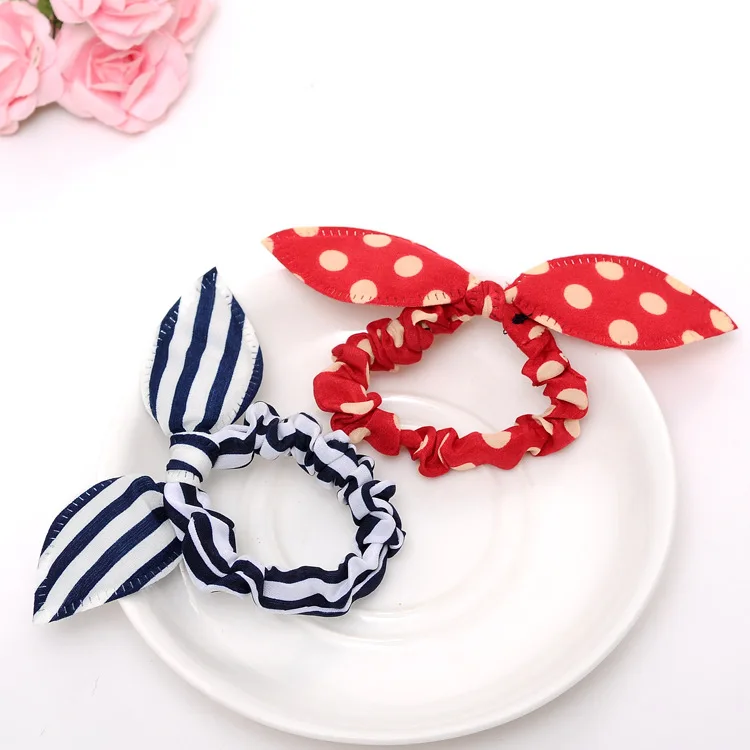 8 Pcs/lot Rabbit Ears Drawstring Korean Headdress New Ties Hair Band Headband Rubber Band