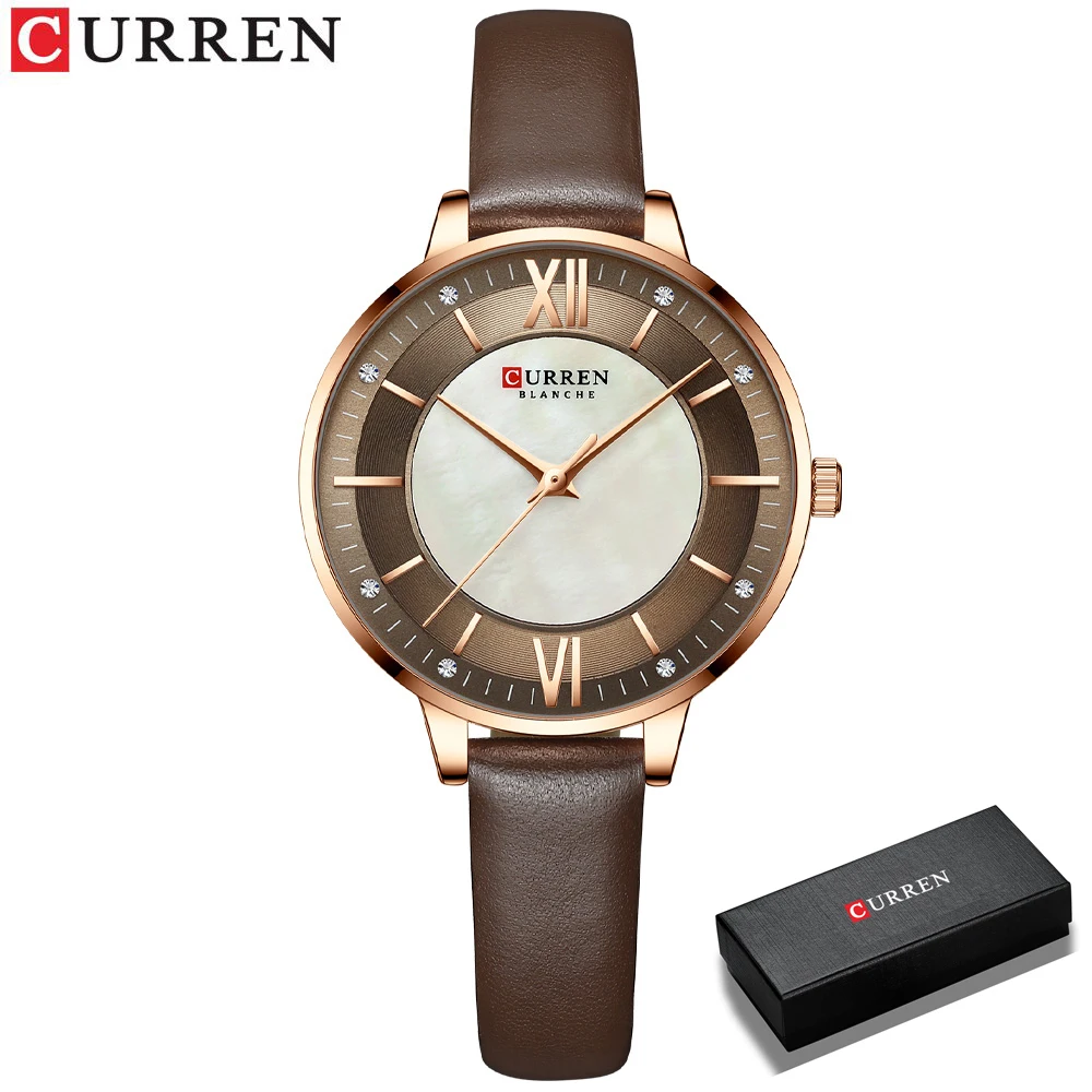 CURREN Marken-Damenuhren 2021, luxuriöse, elegante Damen-Armbanduhr mit Lederarmband, Königsblau, Часы Жukusadda 5