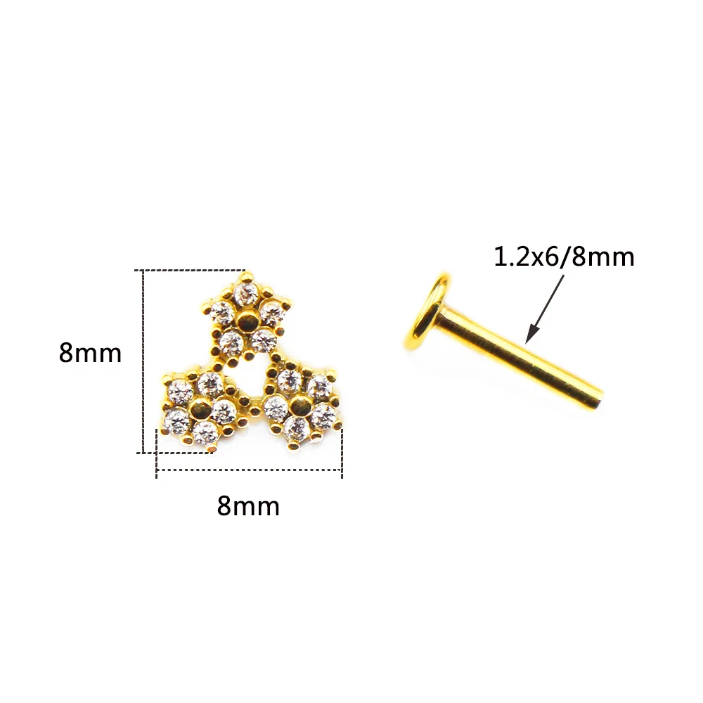 1 قطعة الجراحية الصلب 16 جرام Labret الدائري تشيكوسلوفاكيا زهرة الشفاه مسمار ميدوسا مونرو ثقب اللولب الغضروف الزنمة الفصوص قرط الاذن المرصع #2
