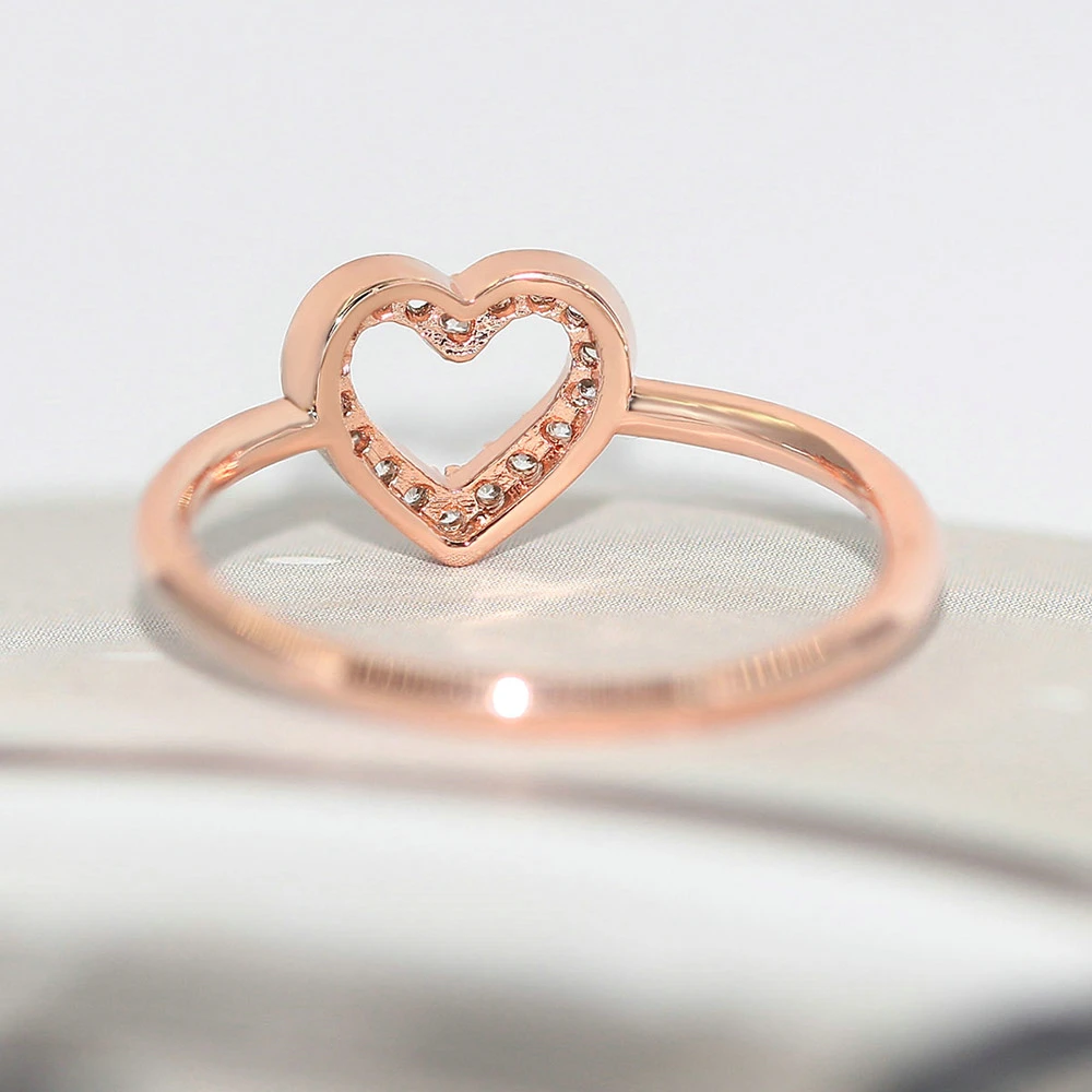 Rings For Women Girls Sweet Romantic Cute Heart Zircon 3 Color Wedding Party Daily Finger Rings Fashion Jewelry R916