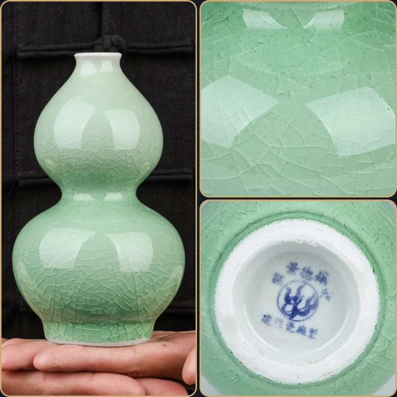 Jingdezhen Ceramics Crackle Shadow Blue Glaze Vase Home Wine Cabinet Decorations New Chinese Living Room Office Crafts