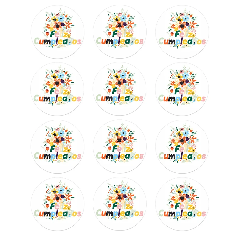 4.5cm Spanish Birthday Party Decor Stickers Seal Sticker Label Gift Packing Supplies Happy Birthday Adhesive Stickers Tape Label