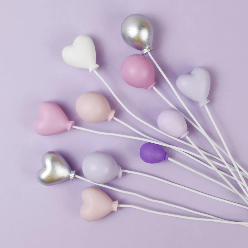 Cake decoration plug-in high-grade gold silver yellow blue purple pink ball love cake furnishings baking round ball Cake Topper