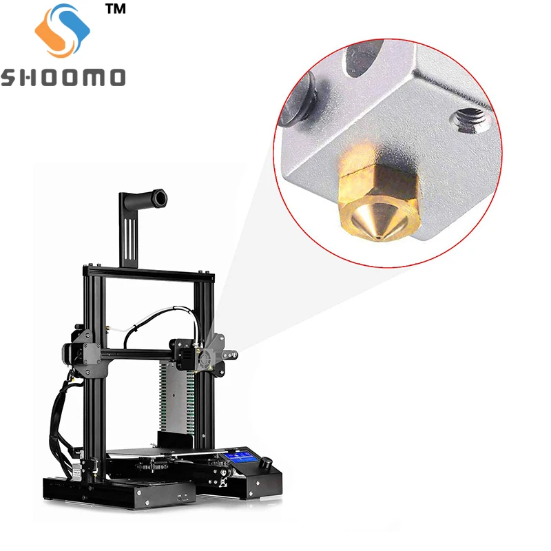 SHOOMO 3D Printer Extruder Brass Nozzles Print Head for 1.75mm 3.0mm Filament E3D V5 V6 Anet 8 Anycubic i3