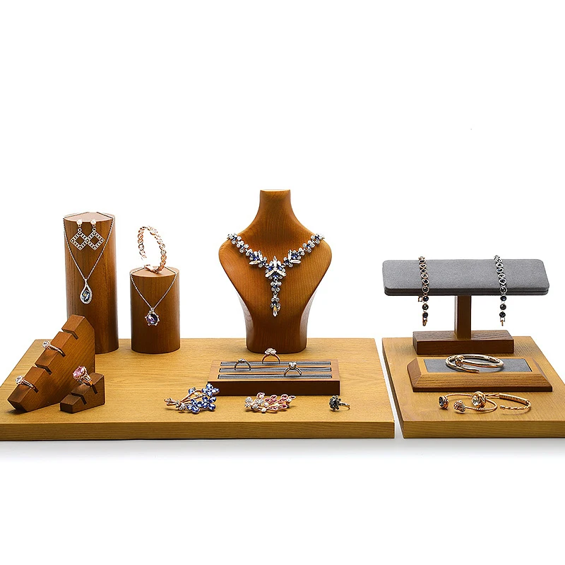 

Jewelry display props solid wood jewelry stand ring necklace bracelet display stand decoration tray window display props