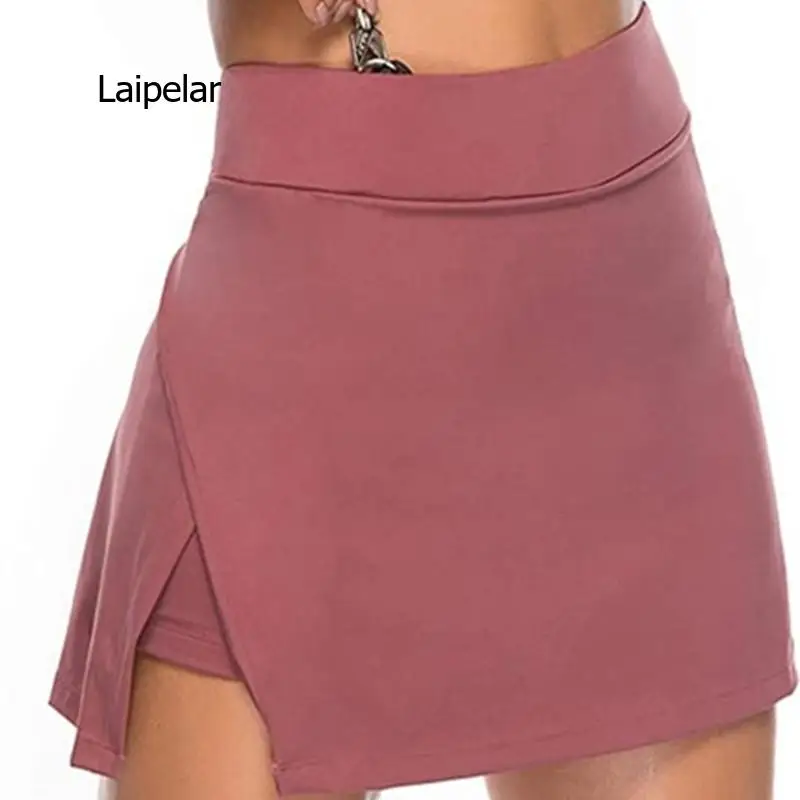 2021 Solid Irregular Split Casual Simple High Waist Elastic Women's Summer Street Wear Skirt