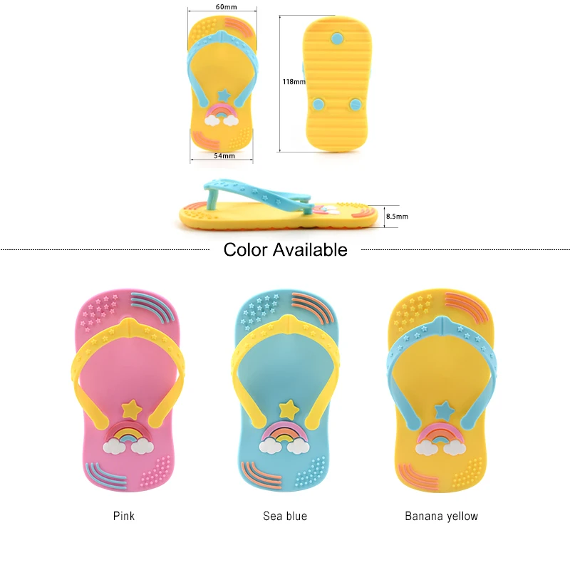 LOFCA Flip Flops Sillicone Teether Baby Teething Pendant Accessories Food Grade Silicone beads BPA FREE Silicon Teethers