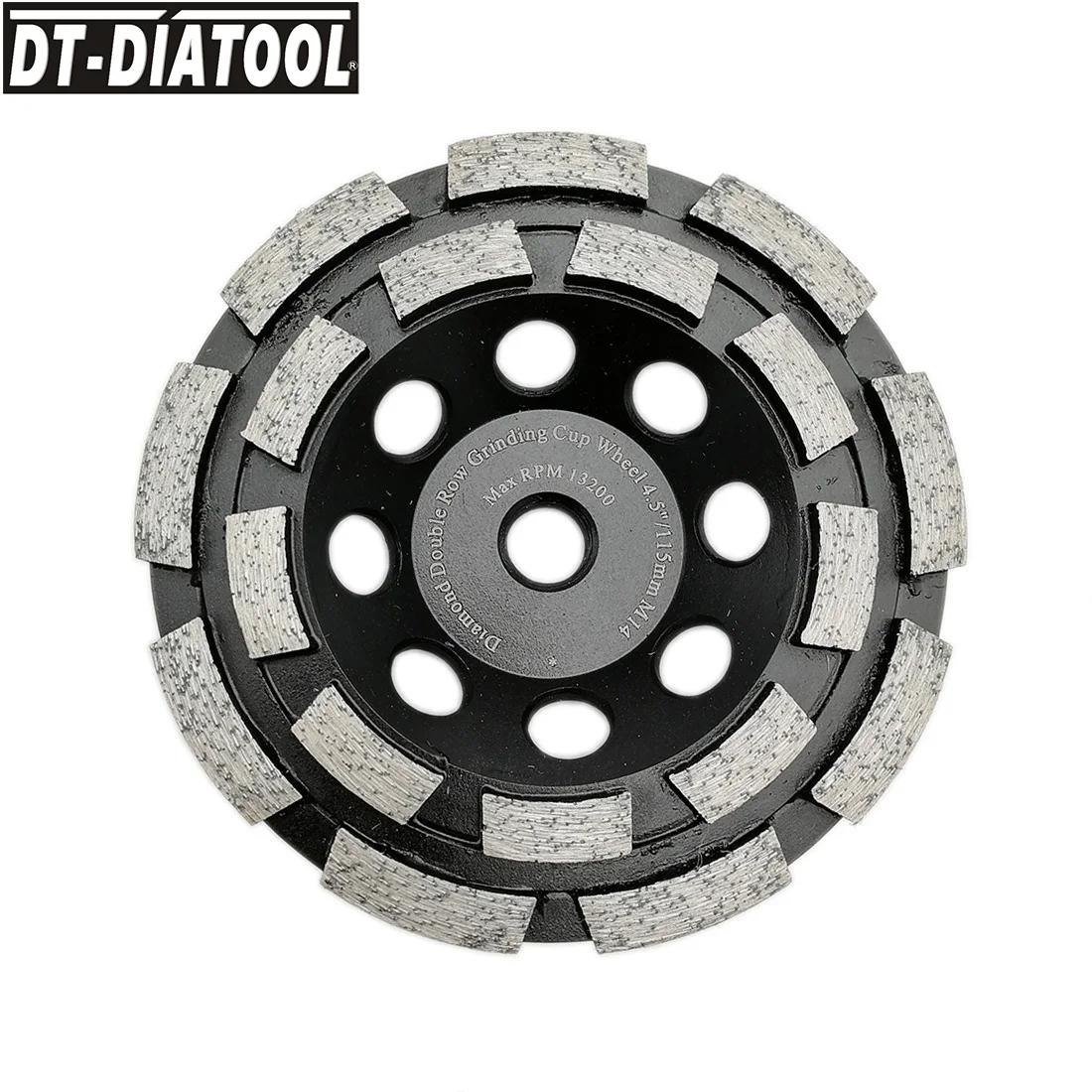 DT-DIATOOL 1pc M14 thread Dia 115mm/4.5inch Diamond Double Row Cup Grinding Wheel For Concrete Hard Stone Mranite Marble