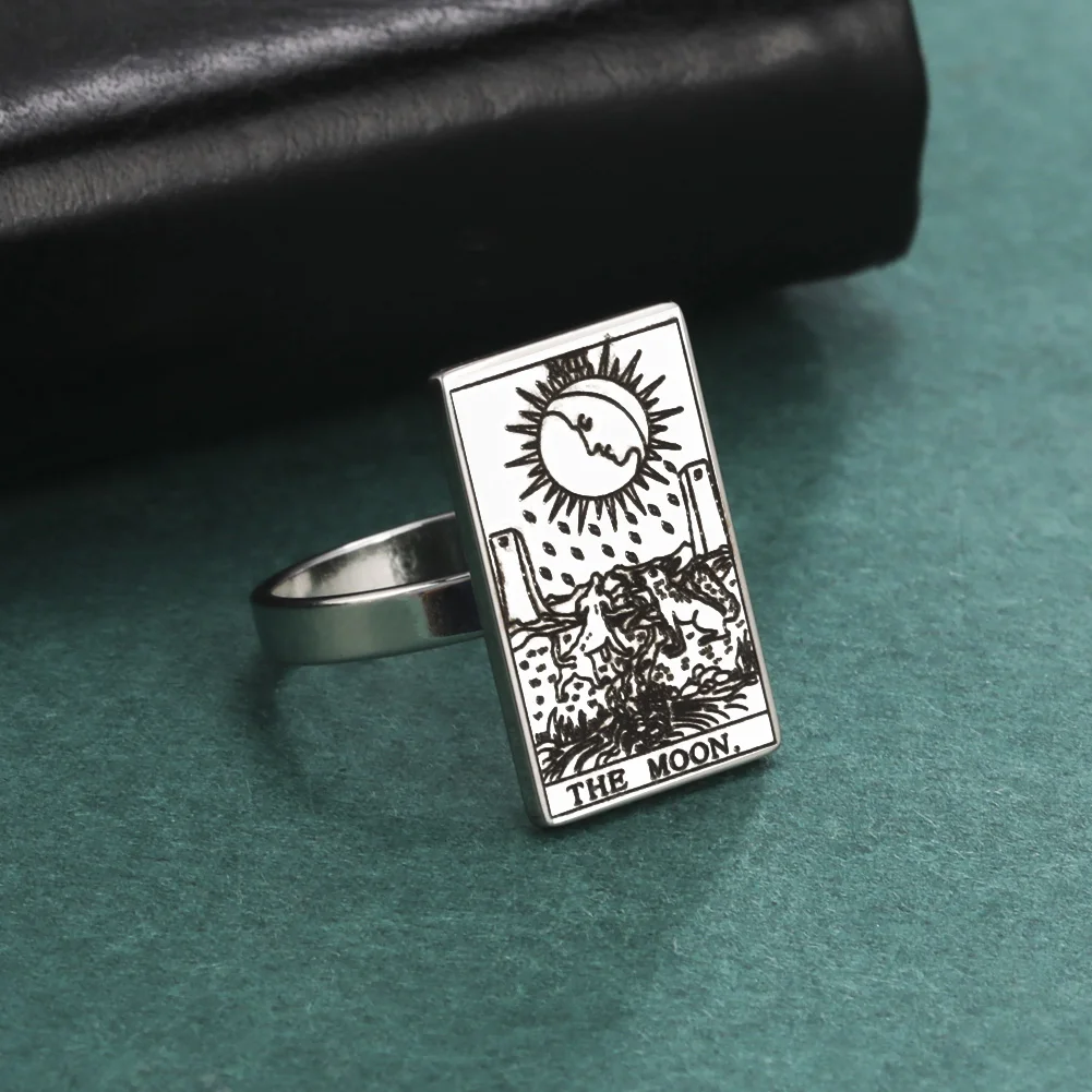 Dawapara Tarot Ring Women Stainless Steel Jewelry Astrology Amulet Card Couple Ring Anniversary Gift view 5