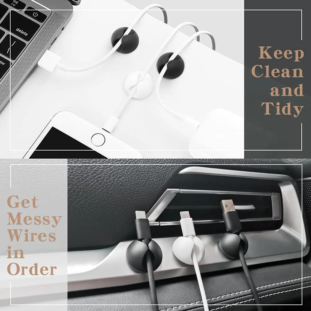 5/10/20PCS Silicone USB Cable Organizer Cable Winder Desktop Tidy Management Clips Holder For Mouse Headphone Wire Organizer