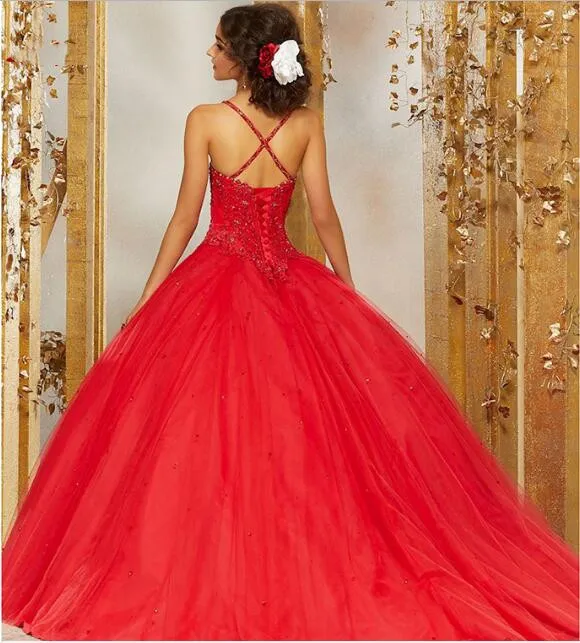 Vestido de baile rojo de princesa para niña, quinceañera, baile de graduación, 16 vestidos, 15 años