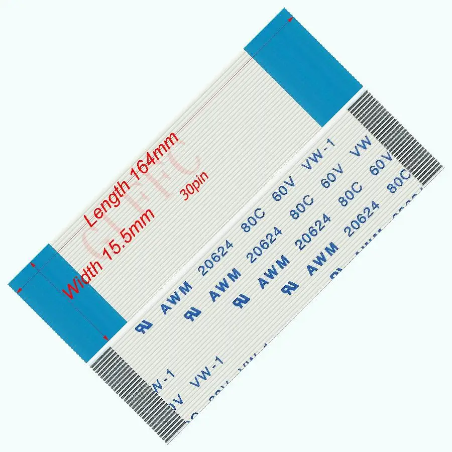 30pin 0.5 Sân 164 Mm-350 Mm Một-Loại Dẻo Cáp Phẳng Ffc AWM 20624 ROHs Xuất TTL màn Hình LCD DVD Máy Tính