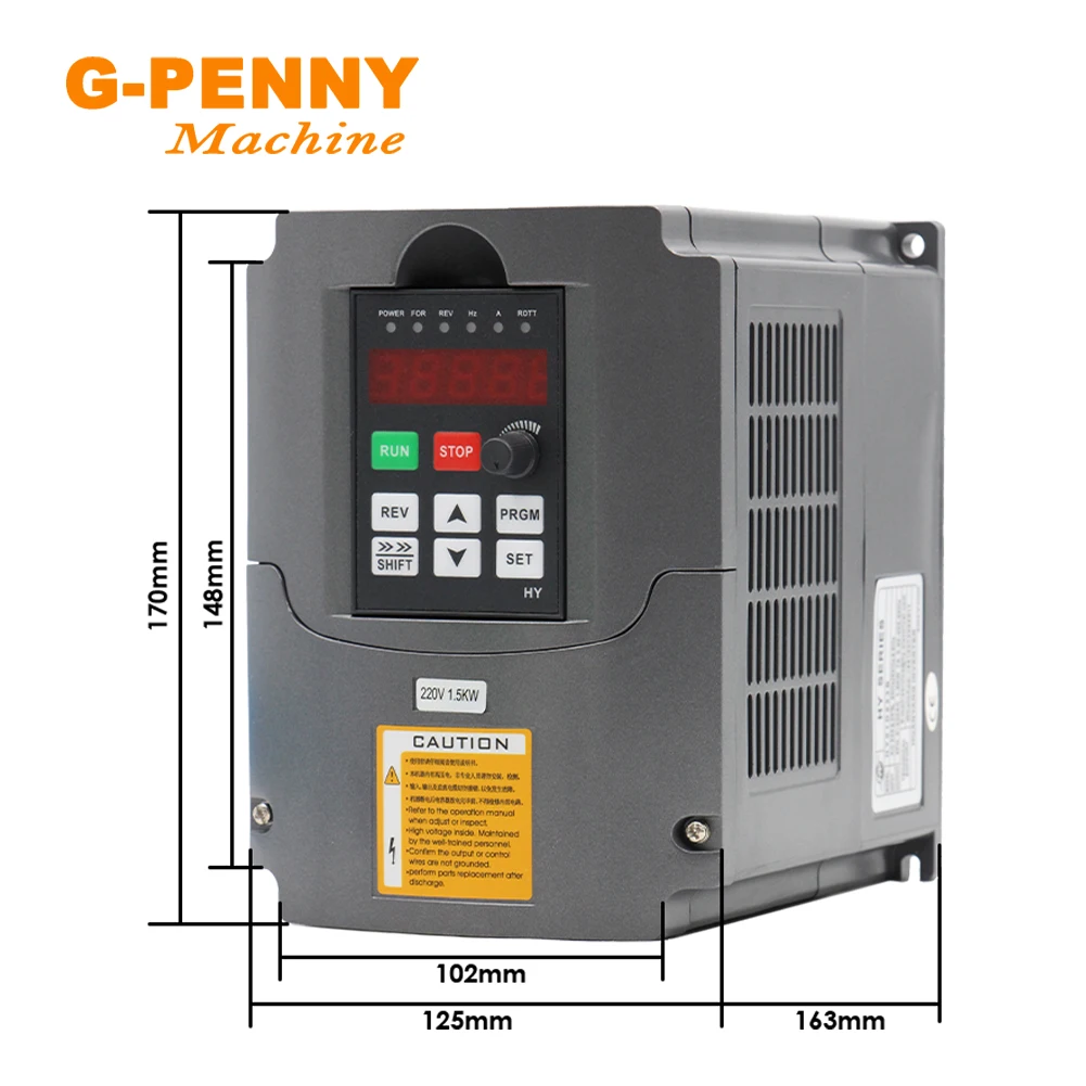 1.5KW HUANYANG 110V/ 220v /380v Inverter CNC Spindle motor speed control  Variable Frequency Drive 0-400Hz 3P output