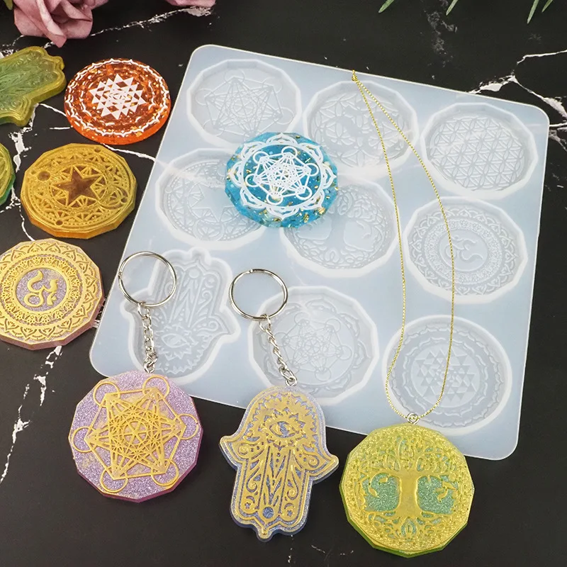 7 Chakras Pendant Silicone Mold for DIY Resin Casting Mold Orgonite Energy Resin Mold Kit for resin