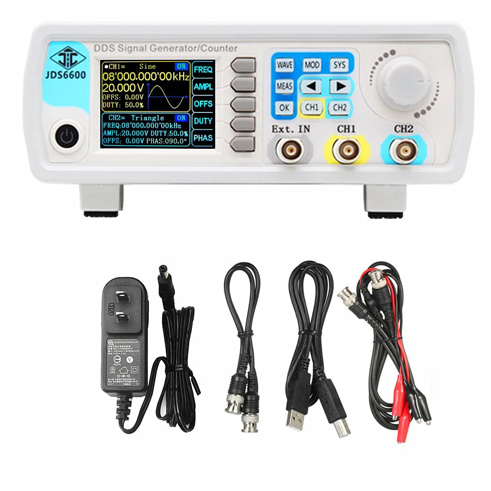 JUNTEK JDS6600-15M 15MHz DDS Function Signal Generator CNC Dual-Channel Frequency Meter Arbitrary Waveform Pulse Wave