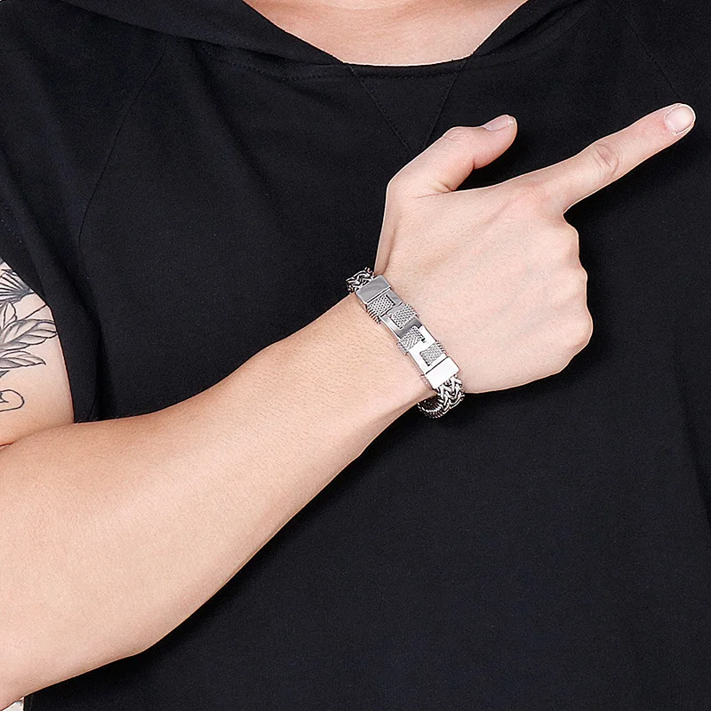Drei-farbe Trend Edelstahl Nähte herren Armband Design Gefühl Armband Schmuck – Detail 11