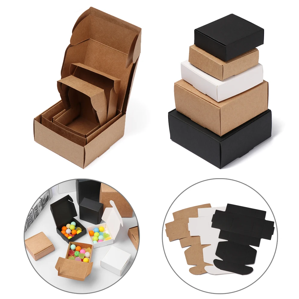 10pcs Kraft Paper Box Brown Cardboard Handmade Soap Cardboard Package Handmade Candy Storage Wrapping Jewelry Gift Craft Supplie