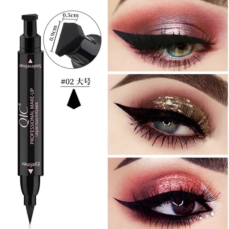 

2 In 1 Eyeliner Stamp Liquid Eyeliner Pencil Long-lasting Eye Makeup Stamps Eye Liner Waterproof Quick Dry Eyeliner Cosmetic