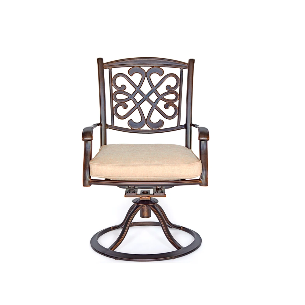 US Warehouse Swivel chair 2 sets - Champagne gold Outdoor Furniture Set