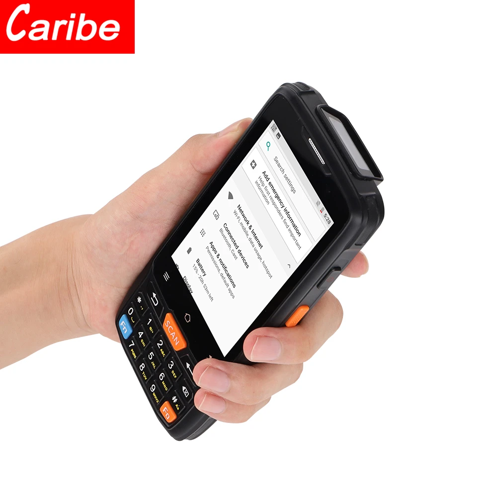 Caribe Rugged PDA  android barcode scanner 1D 2D with 4 inch touch screen Android 8.1 OS 4G  13.56 Mhz RFID Handheld