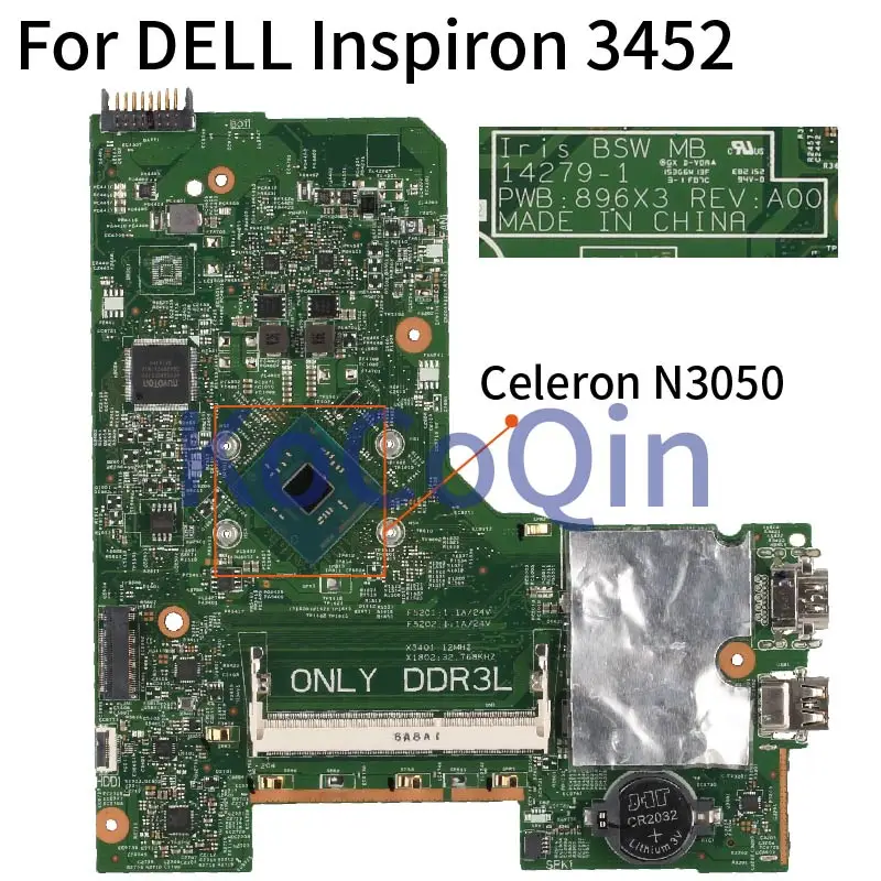 Dellのinspiron 14 3452 3552 celeron N3050ノートブックメインボード14279-1 CN-041D5Y 041D5Y DDR3ノートパソコンのマザーボード