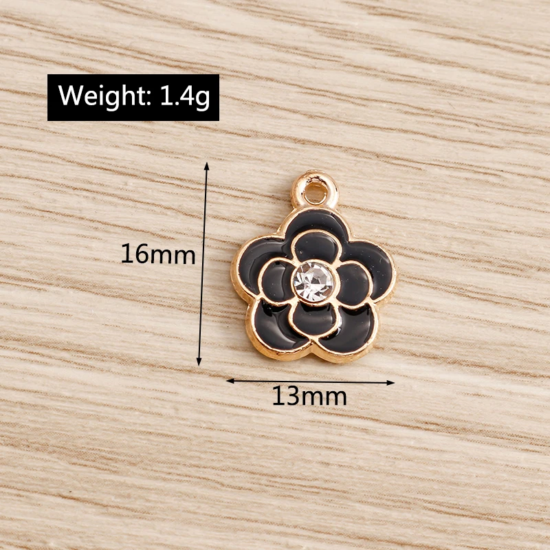 10 Stück 15x18mm Niedliche Bunte Emaille-Blumen-Anhänger für die Herstellung von Ohrringen, Halsketten, Armbändern, DIY-Handwerk und Schmuckzubehör – Detail 9