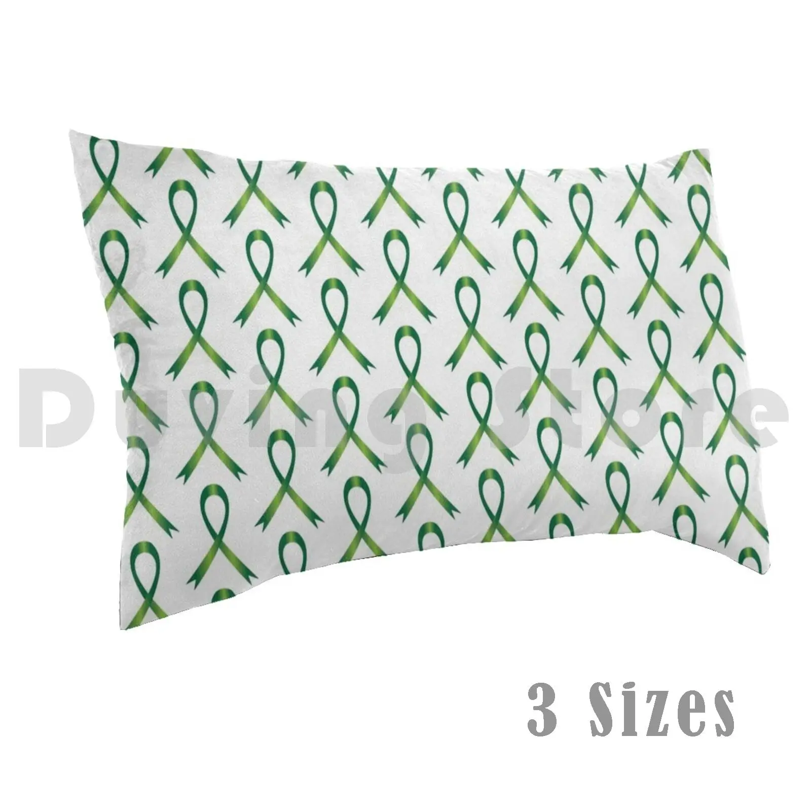 Green Awareness Ribbon Pillow Case Printed 50x75 Green Awareness Cancer Depression Lyme Celiac Bipolar