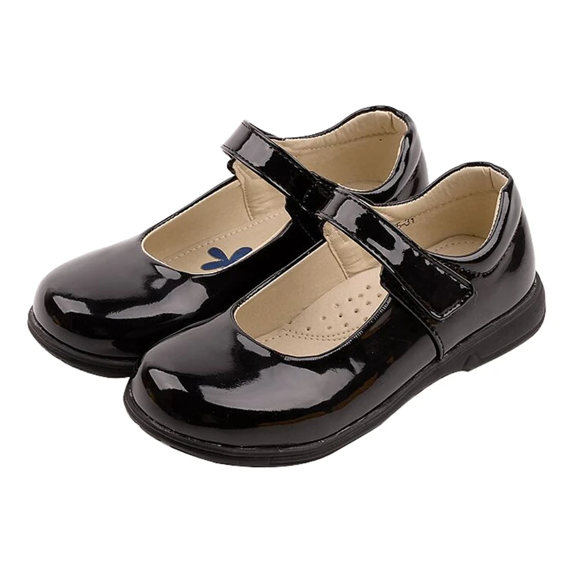 

New Girls Leather Shoes for Children PU Leather School Black Princess Shoes Dress Flower Wedding White Kids Flat Etiquette Shoes