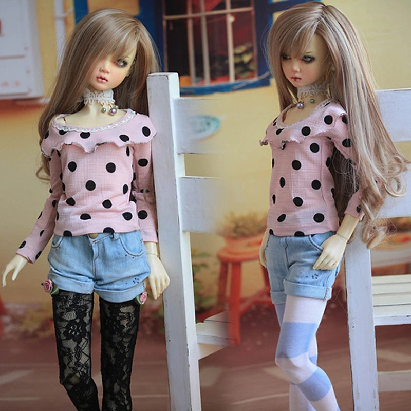 D03-P408 children toy BJD DD SD MSD 1/6 1/4 1/3 doll's clothes pink Lotus leaf collar top 1pcs