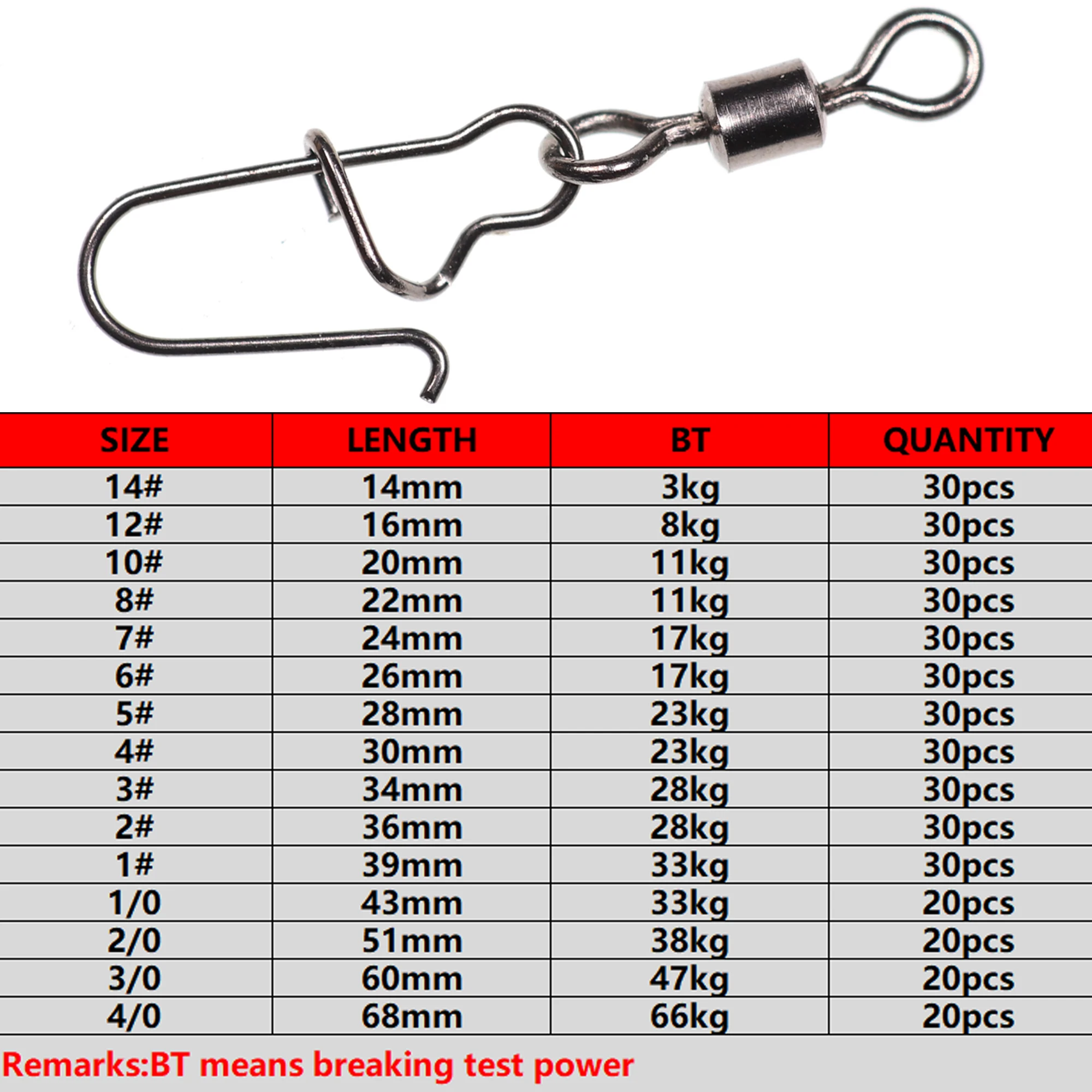 30/20pcs Saltwater Fishing Connector Rolling Swivel Interlock Pin  Quick Snaps Clips For Fishing Lure Fishing Rigs Accessories