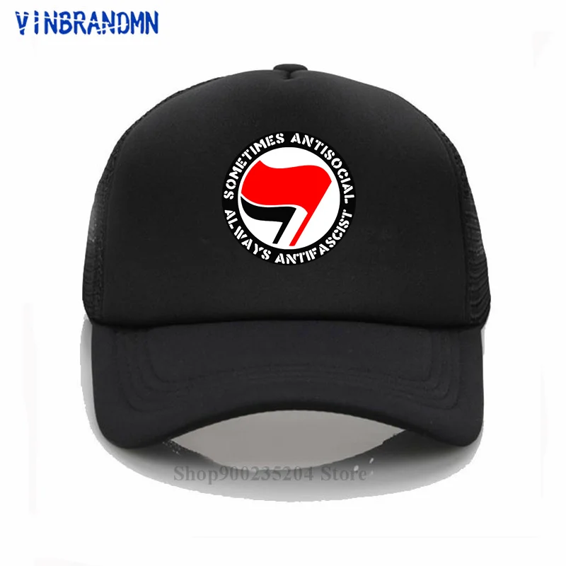 Antifa Symbol Baseball caps Sometimes Antisocial Always Antifascist sun hats Antifascism Socialist Leftist Antifa Flag Logo hats