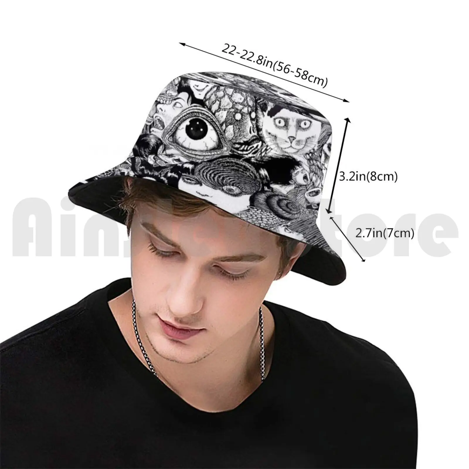 Junji Ito Creepy Faces Sun Hat Foldable UV Protection Junji Ito Tomie Uzumaki Souichi Manga Anime