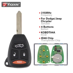 YIQIXIN 315Mhz KOBDT04A ID46 dla Dodge Chrysler Jeep Dakota Durango ładowarka 300 Aspen Grand Cherokee zdalny kluczyk 4 przycisk