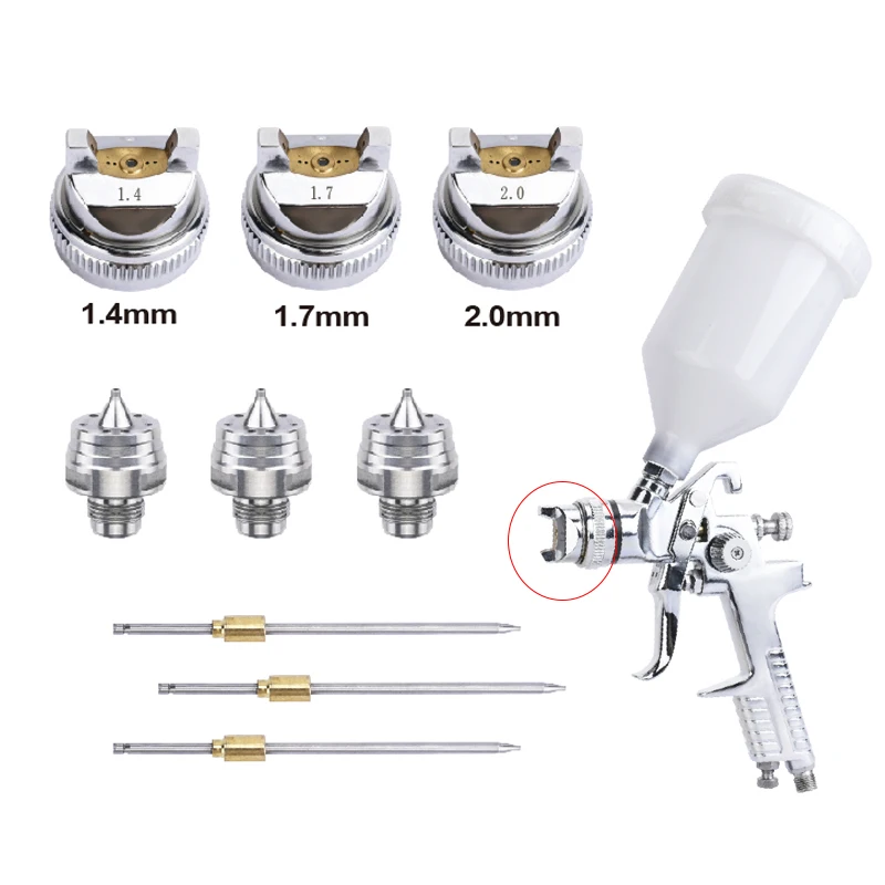 RONGPENG 1.4mm 1.7mm 2.0mm HVLP Paint Spray Gun Nozzle Needle Cap Kit Pneumatic Tool For H-827 Airbrush