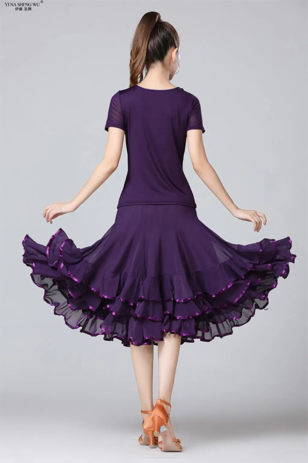 New Women Modern Dancing Costume Flamenco Waltz Ballroom Dance Skirt Classical Competition Layered Big Swing Spanish Skirts