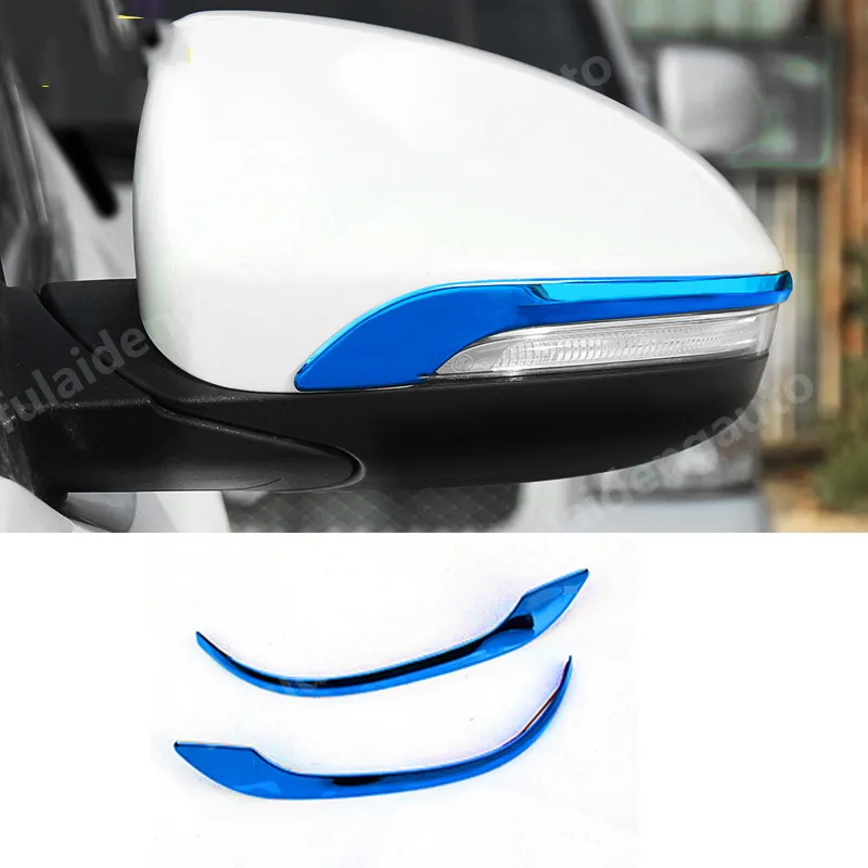 2PCS For Hyundai Tucson 2015-2019 Silver & Blue & Black titanium Rearview Mirror Cover Trim Strip Moulding Car Accessories