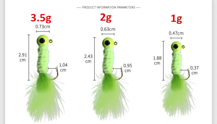 Fishing Lure Feather Jig Head Hook Artificial Lures Bind Fur Barbed Hooks 1g 2g 3.5g Lot 5 Pieces Sale