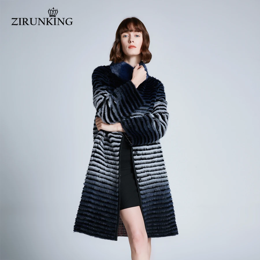 

ZIRUNKING New Lady Real Mink Fur Coat Women Reversible Fur Coats Female Mink Fur Transition Color Outerwear for Autumn ZC1907