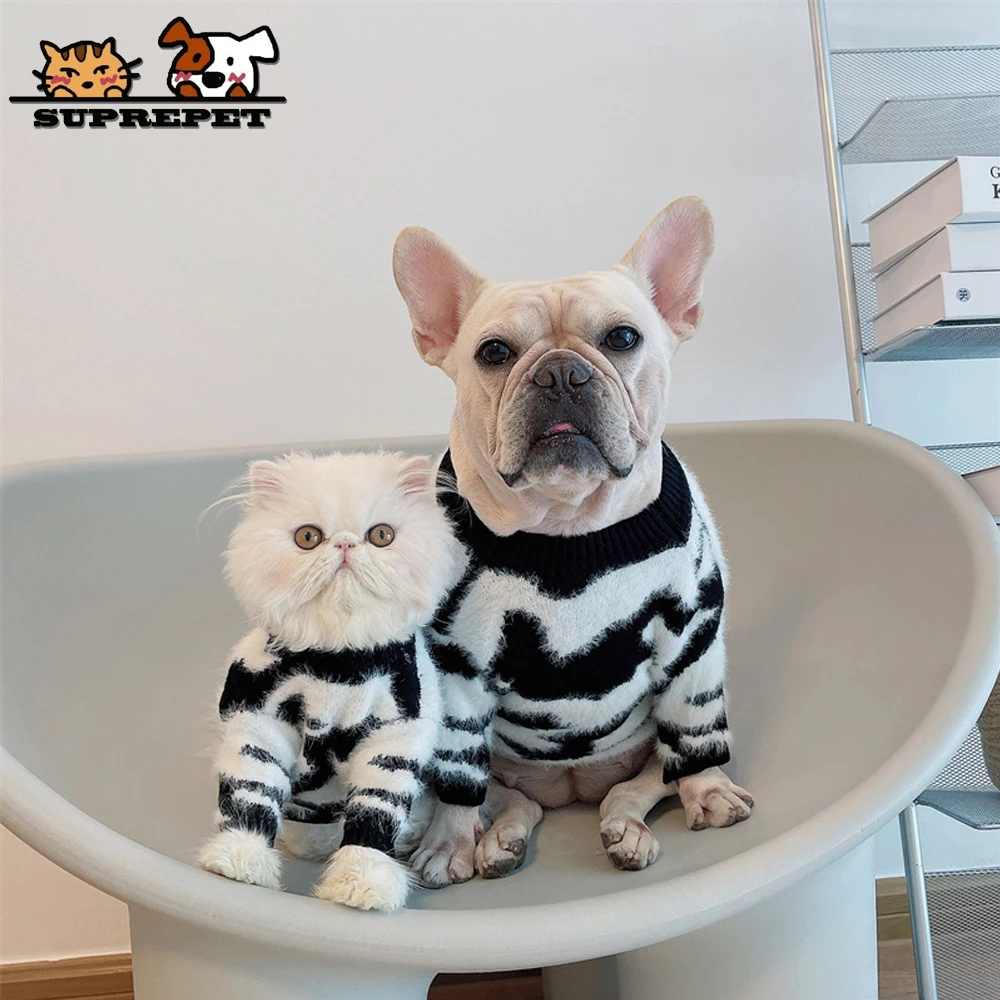 SUPREPET Cow Color French Bulldog Small Dog Coat Comfortable Fleece Dog Sweater Bulldog Clothes Warm Cold Weather Cat Dog Suits