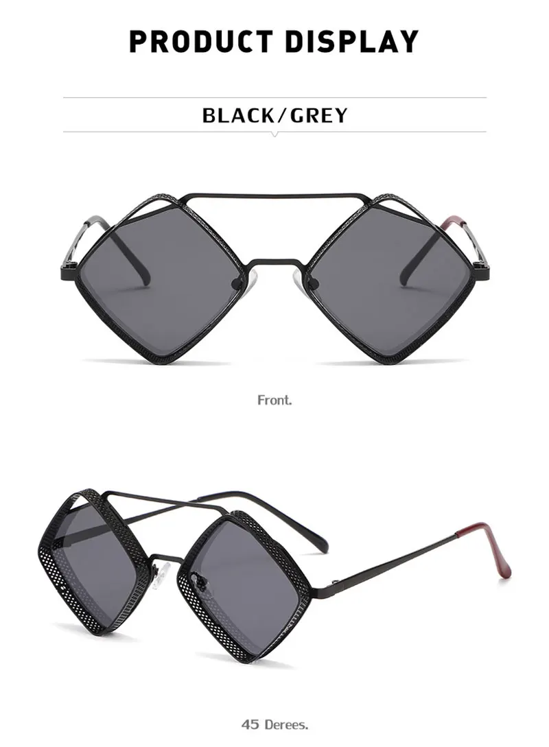 Mimiyou SteamPunk Hohle Rhombus-Sonnenbrille für Herren, Retro-Legierungs-Sonnenbrille für Damen, modische Brillen, Marke UV400, Brillen, Sonnenbrillen – Detail 14
