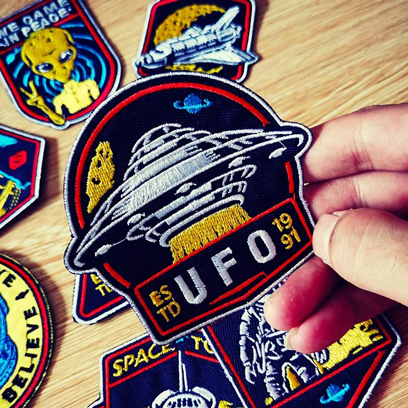 Nicediy Star haftowane naszywki na odzież Enterprise Trek Space Patch UFO Alien żelazko na plastry paski DIY naszywka do szycia