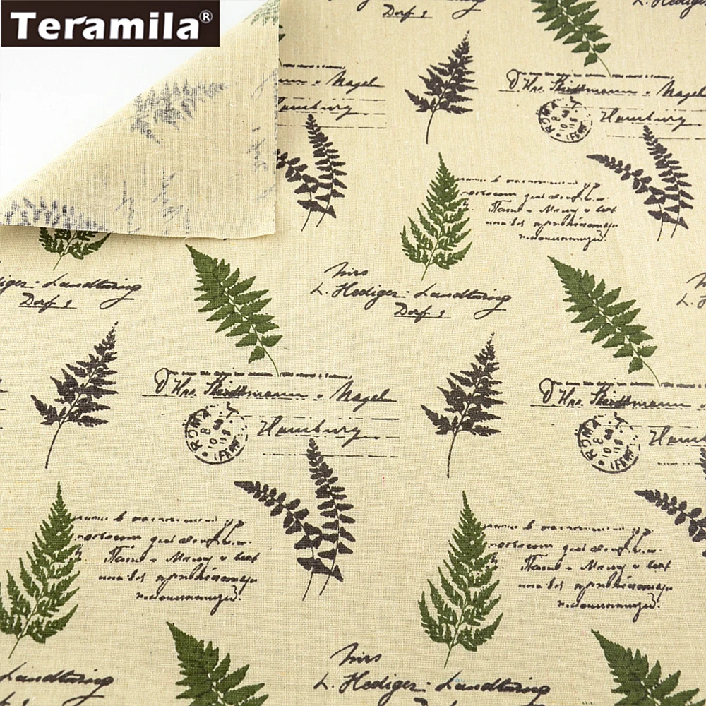 TERAMILA materiał do szycia Tissu obrus drukuj trawa Design tekstylia domowe bawełniana tkanina lniana poduszki torby poduszka kurtyna