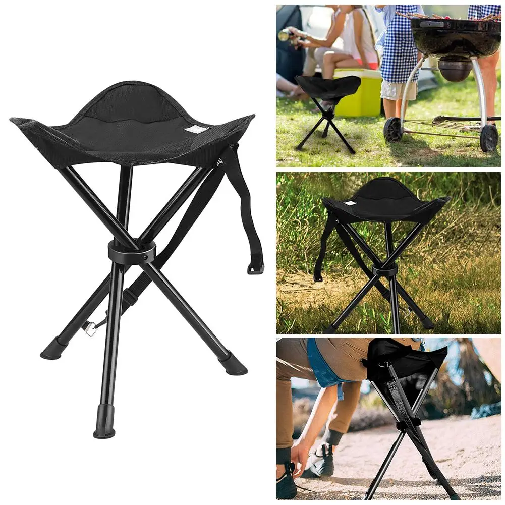 Portable Tripod Stool Folding Chair With Carrying Case for Outdoor Camping Walking Hunting Hiking Fishing Travel 28x28x36cm