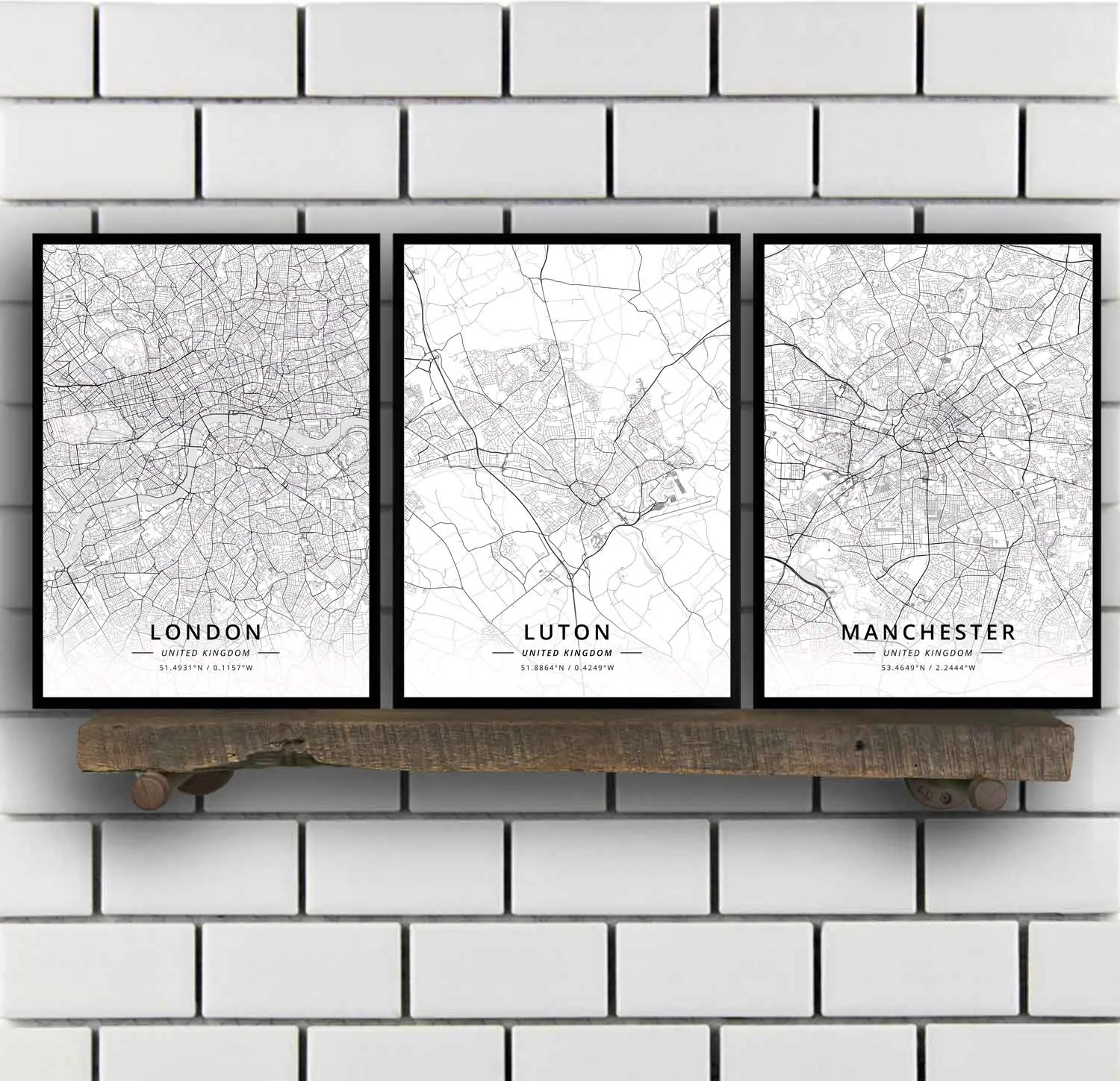 London Luton Manchester Mansfield Middlesbrough Milton Keynes Northampton Norwich Nottingham Oxford United Kingdom Map Poster