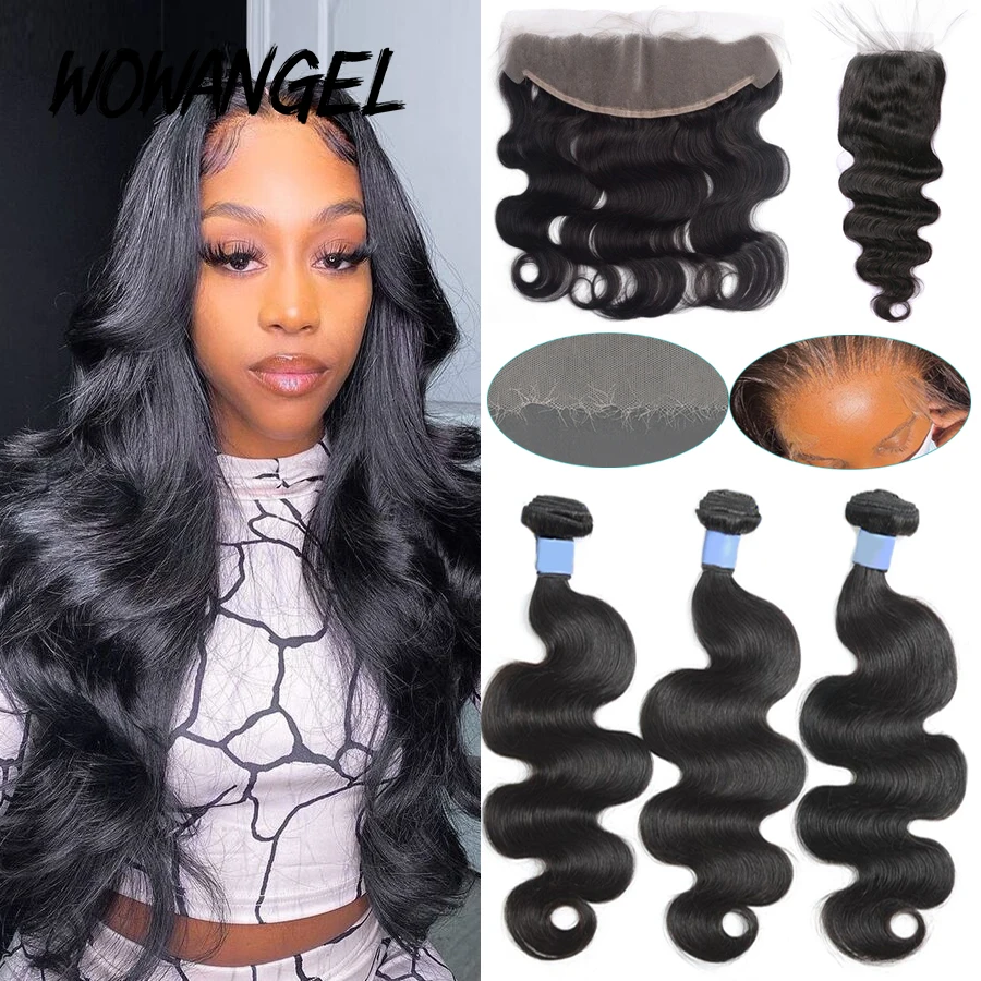 

5x5/6x6/13x4/13x6 32 inch Body Wave Human Hair Bundles With HD Lace Frontal Brazilian Remy Hair Melt Skins Hair Weave Extension